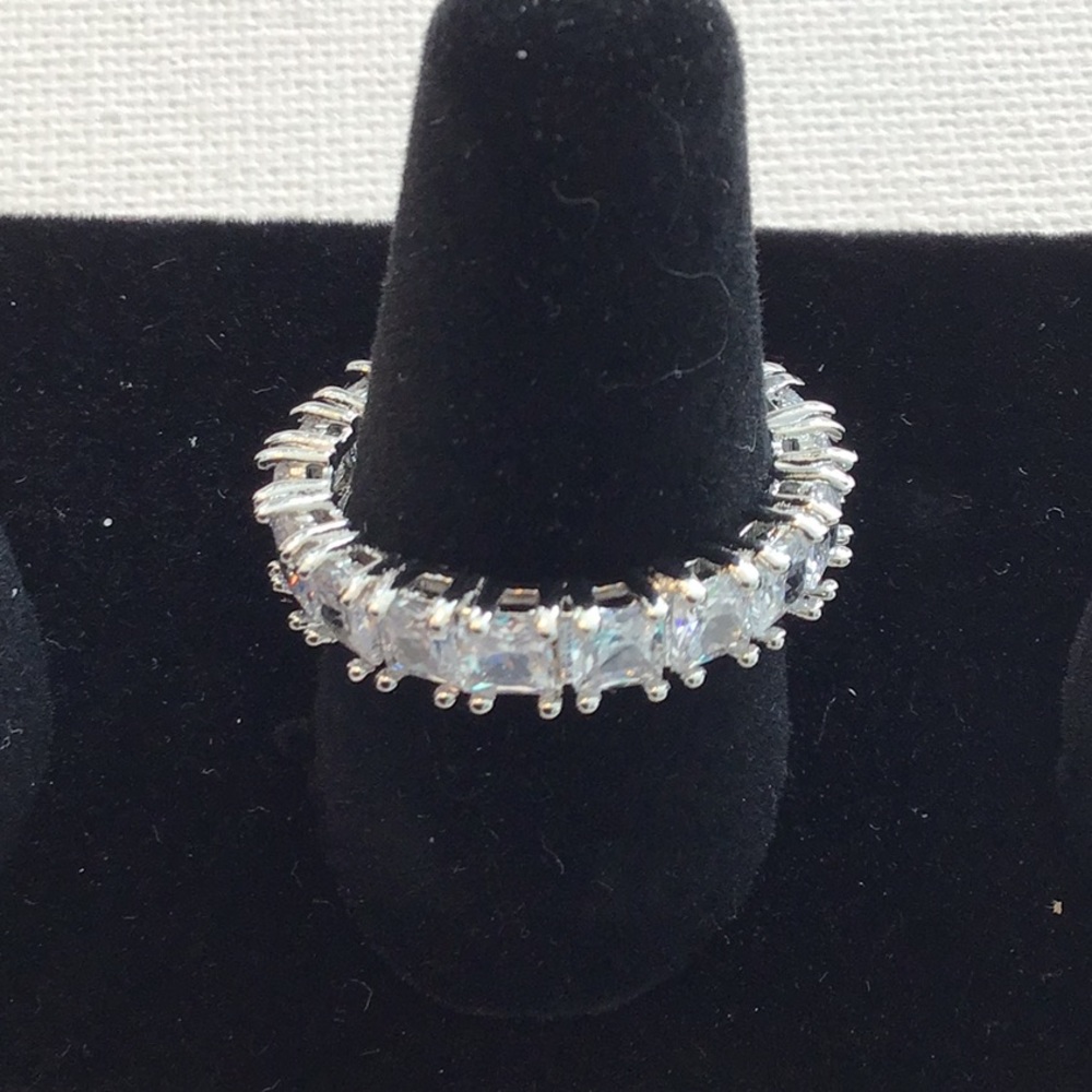 Gorgeous Crystal Princess Cut Eternity Band - Picture 3 of 7